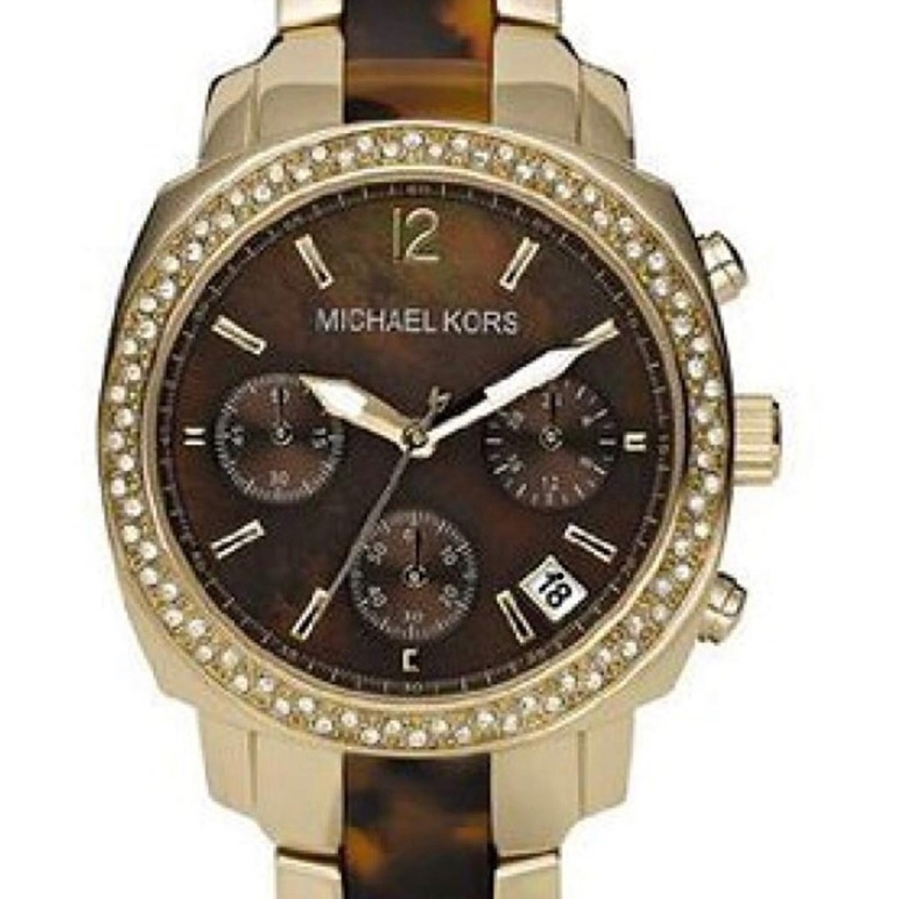 MICHAEL KORS Glitz Chrono Tortoise Resin Watch